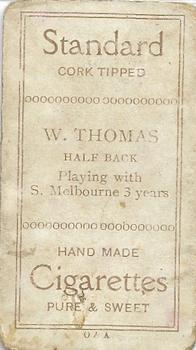 1907-08 Sniders and Abrahams Australian Footballers - Victorian League Players Series D #NNO William Thomas Back